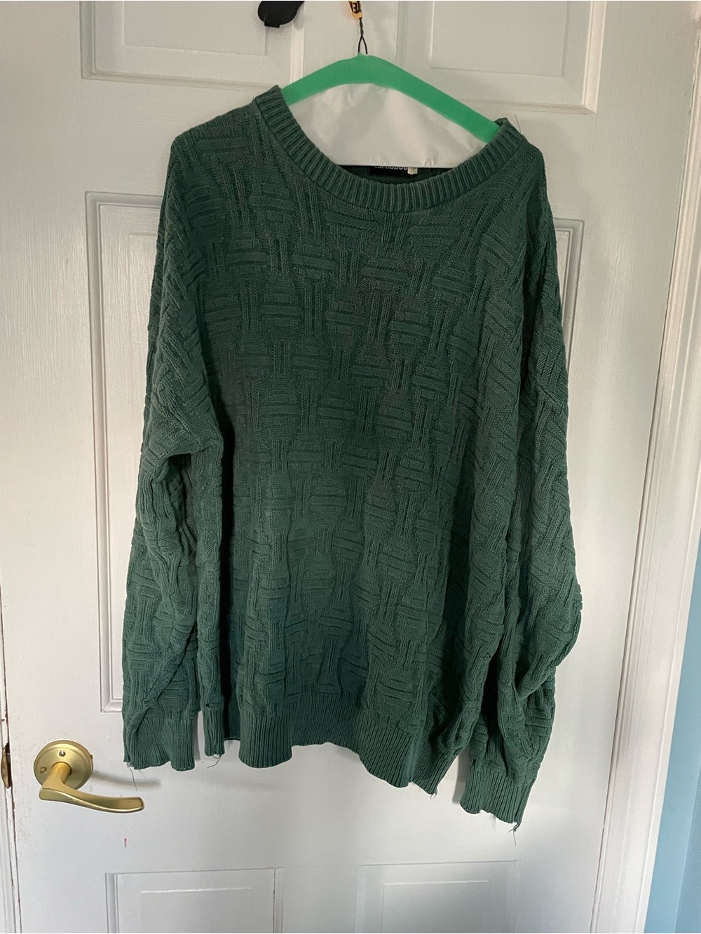 Vintage 90s turnabout Textured Forest Green Crewneck Sweater